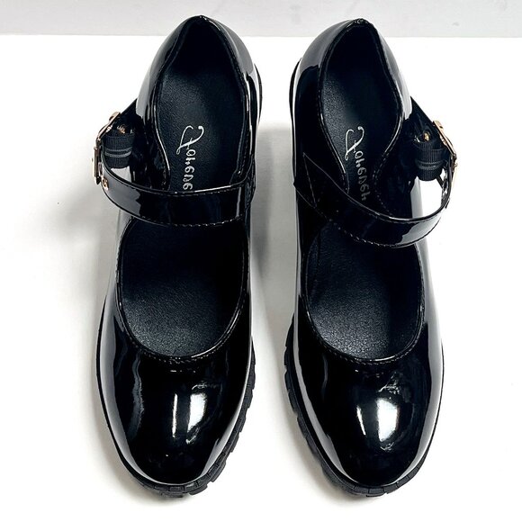 New Womens Black Mary Jane Platform Mary Jane Ballet Flats Heel Pumps - Picture 4 of 7